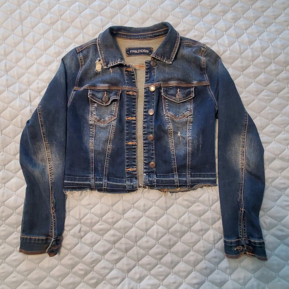 Maurices Distressed Crop Denim Jacket
